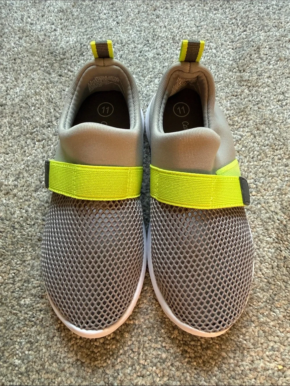 Cat & Jack Gray Sneakers with Neon Yellow Strap
